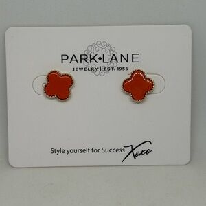 NEW Park Lane Jewelry LANA Icon Stud Earrings Orange Gold Quatrefoil Post Box